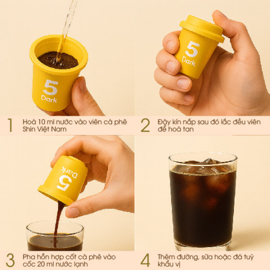 2 Hộp 12 Viên Cafe Hòa Tan Sấy Thăng Hoa Nguyên Chất AODAI COFFEE Từ Hạt Cafe Robusta 6 Cấp Độ vị